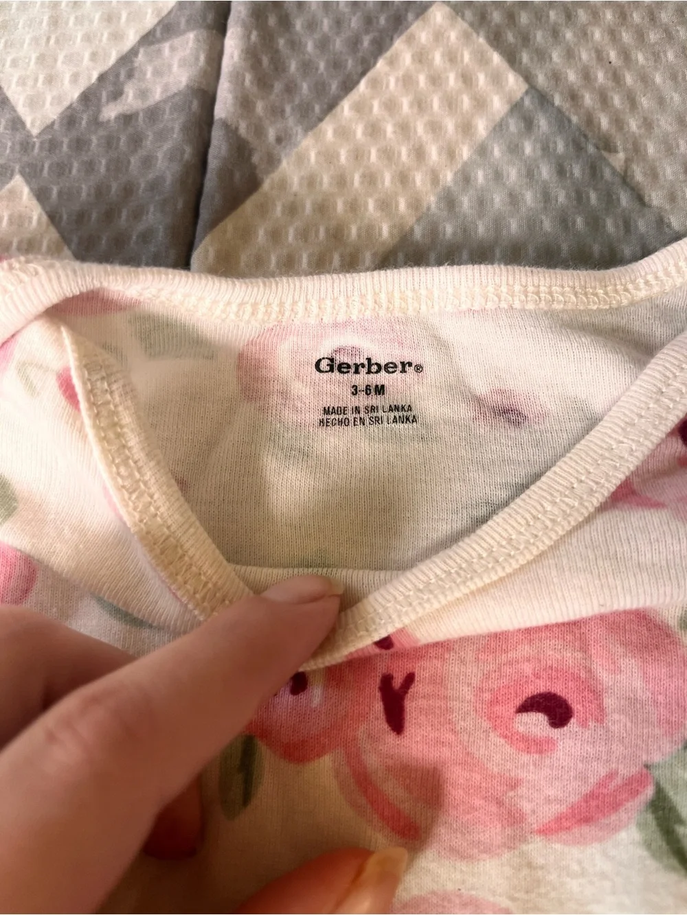 Gerber Cream Baby Onesie with Pink Floral Print